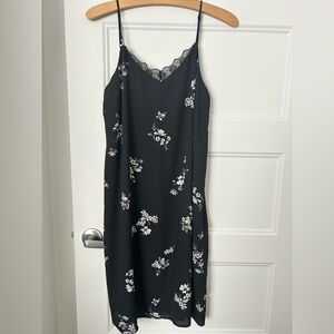 NWOT Black Floral Slip Dress